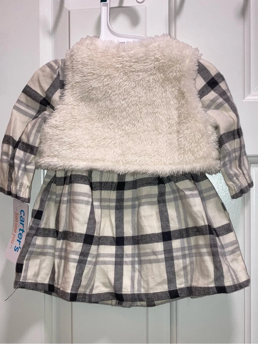 Carter's Just One You® Baby Girls' Plaid Vest Dress - Cream/Gray Size 3 Months